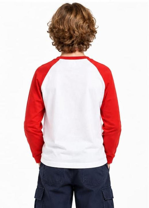 TEX PREMIUM BOYS GRAPHIC LONG SLEEVE T-SHIRT |WHITE \ ORANGE