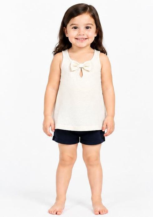 ZARA KIDS PREMIUM GIRLS BOW DETAIL SLEEVELESS TOP | WHITE