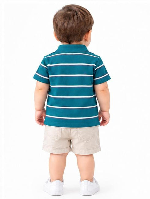 C&A BABY CLUB PREMIUM BABY BOYS STRIPED POLO SHIRT | TEAL BULE
