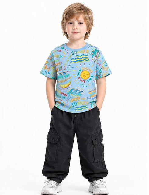ZARA PREMIUM KIDS T-SHIRT – SUMMER PRINT |SKY BLUE