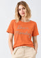 S.OLIVER DEAR MONDAY PREMIUM EMBROIDERED T-SHIRT | ORANGE