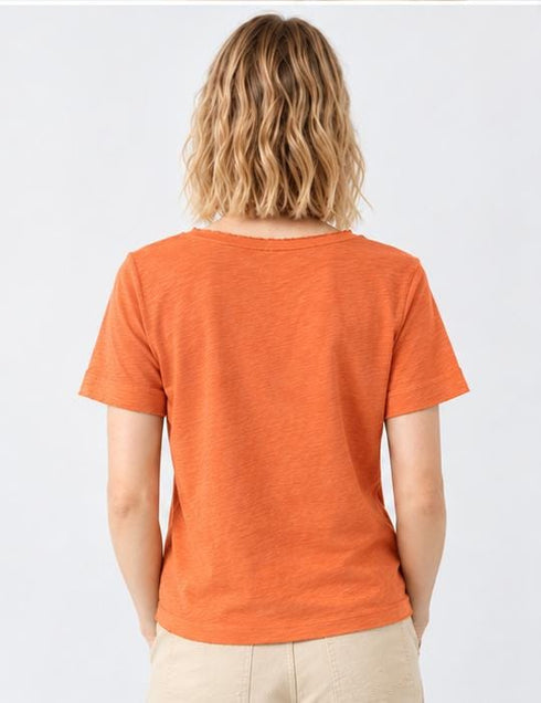 S.OLIVER DEAR MONDAY PREMIUM EMBROIDERED T-SHIRT | ORANGE