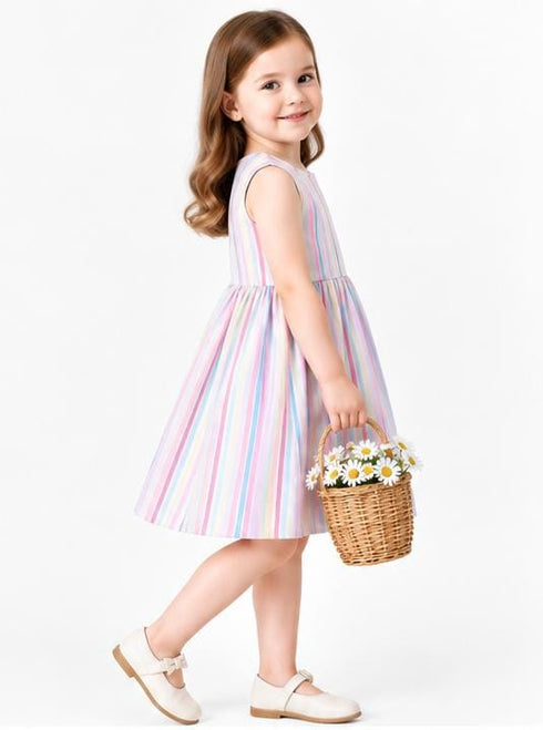 BLUE SEVEN PASTEL STRIPED PREMIUM GIRLS DRESS