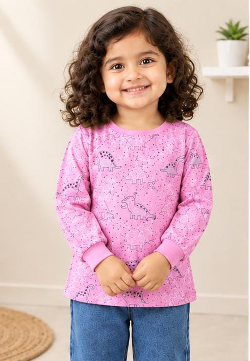 LITTLE KIDS GIRLS PRINTED T-SHIRT | LIGHT PINK