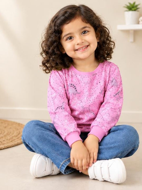 LITTLE KIDS GIRLS PRINTED T-SHIRT | LIGHT PINK