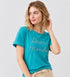 S.OLIVER DEAR MONDAY PREMIUM EMBROIDERED T-SHIRT | TEAL BLUE