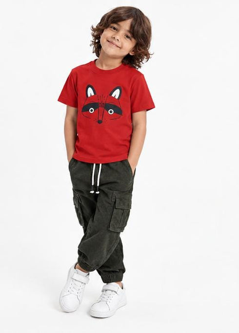 CASTRO PREMIUM KIDS RED RACCOON PRINT T-SHIRT | RED