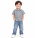 ZARA KIDS NAVY BLUE & WHITE STRIPED SHORT SLEEVE BUTTON DOWN SHIRT