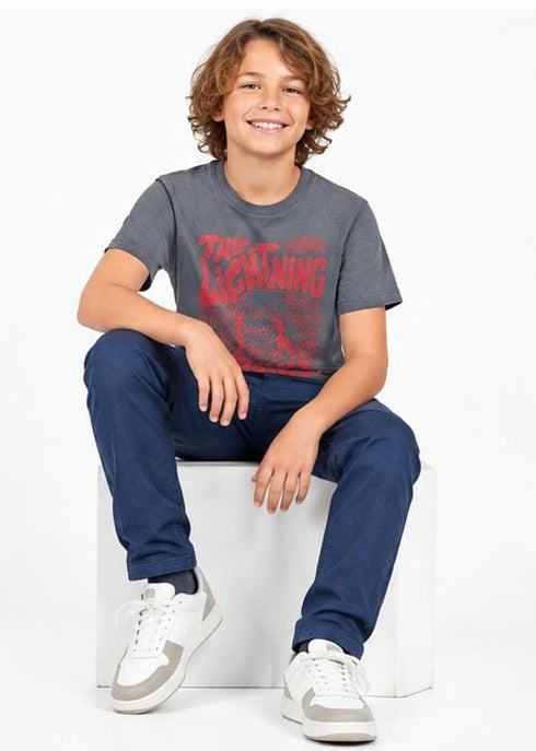 ALL BASICS Kids Graphic T-Shirt | CHARCOLA GREY