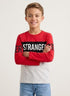 LE PRINTEMPS KIDS "STRANGER PLEASE WAIT " PRINTED FULL SLEEVE T-SHIRT |RED & LIGHT GREY