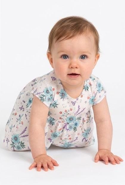 HEMA Premium Baby Girl Floral Print Party Frock | Elegant Flutter Sleeve Dress