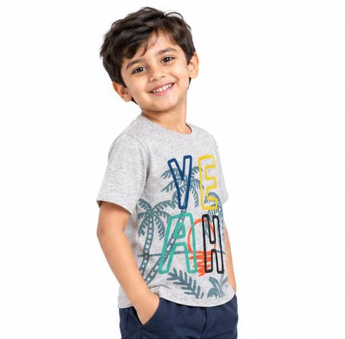 F&F BOYS KIDS GRAPHIC PRINT T-SHIRT | GREY