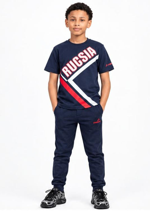 DEMIX PREMIUM KIDS T-SHIRT RUSSIA PRINT | NAVY BLUE