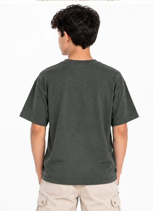 ALL BASIC PREMIUM ADVENTURE CAMP PRINT T-SHIRT | OLIVE GREEN