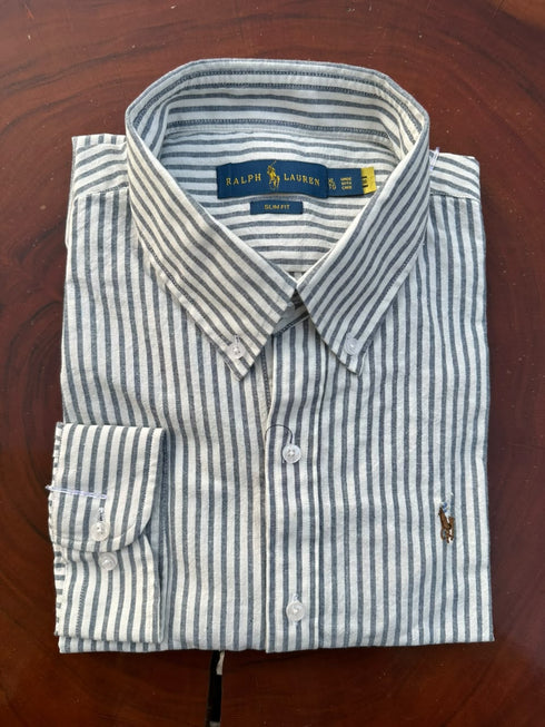 POLO RALPH LAUREN SLIM FIT COTTON LINEN SHIRT | WHITE