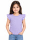 MOTHERCARE KIDS GIRLS LAVENDER RUFFLE SLEEVE PREMIUM T-SHIRT