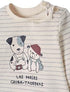 VERTBAUDET KIDS STRIPED DOG & TEDDY PRINT T-SHIRT | WHITE
