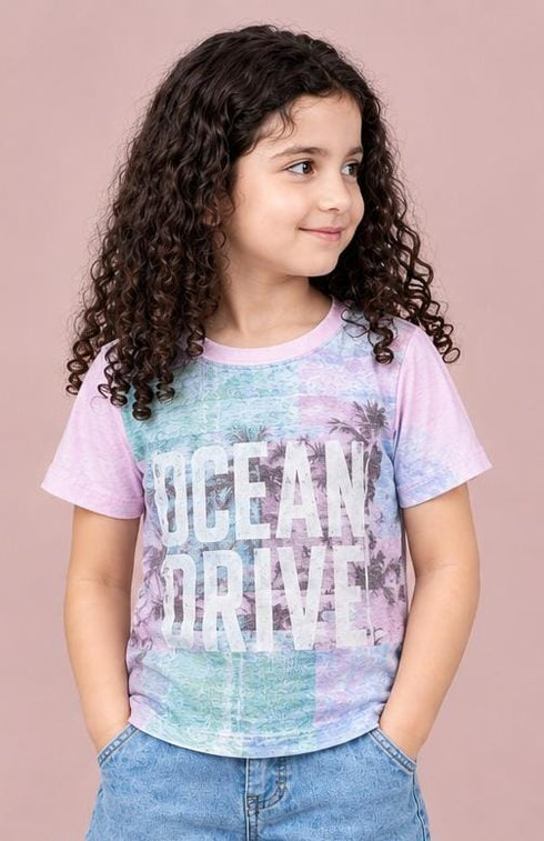 TU KIDS GIRLS OCEAN DRIVE PREMIUM T-SHIRT | PINK