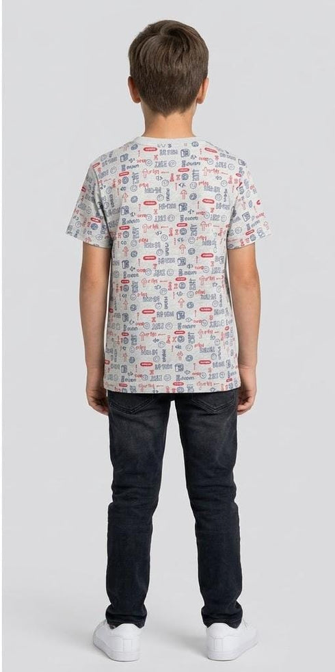 TEX KIDS PREMIUM LIGHT GREY HI-TECH GRAPHIC PRINT T-SHIRT