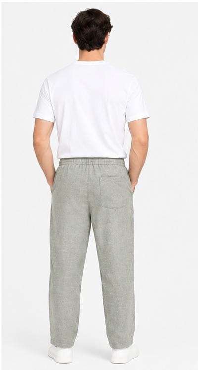 GUESS MEN'S COTTON LINEN DRAWSTRING TROUSER | OLIVE GREEN
