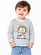 VERTBAUDET KIDS PREMIUM STRIPED BEAR PRINT T-SHIRT FOR BABY BOY