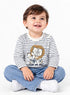 VERTBAUDET KIDS PREMIUM STRIPED BEAR PRINT T-SHIRT FOR BABY BOY