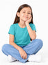 ZARA KIDS PREMIUM GIRLS SOLID AQUA BLUE T-SHIRT