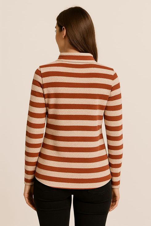 LAURA TORELLI STRIPTED PRINTED WOMEN'S TOP | RED / WHITE