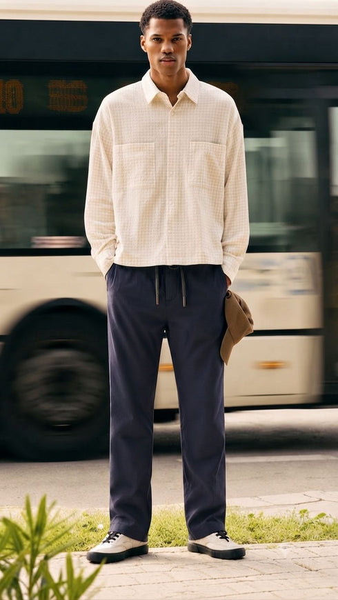 PULL & BEAR LIGHTWEIGHT SOFT FIT TROUSERS | DARK PURPLE