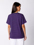 BLEND WOMEN'S STRIPED OVERSIZED COTTON TEE | PURPLE & BLACK