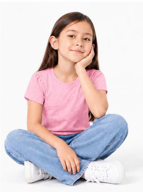 ZARA KIDS PREMIUM GIRLS SOLID PINK T-SHIRT –