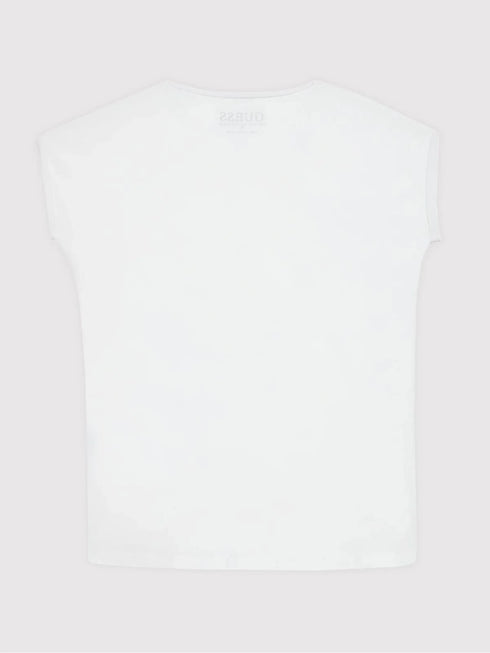 White Guess Kids T-Shirt – Soft cotton short-sleeve tee for boys & girls. Trendy, comfortable, and perfect for everyday wear. Shop premium kids' t-shirts now!