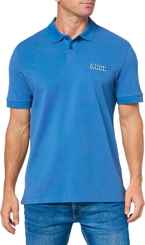 HUGO BOSS COTTON - PIQUE POLO SHIRT WITH LOGO PRINT | BLUE