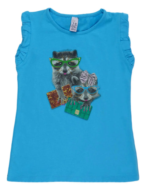 Zara Baby Girls Printed Cotton T-Shirt in Blue – Soft, breathable cotton tee for little girls. Stylish & comfortable for everyday wear. Shop baby t-shirts now!