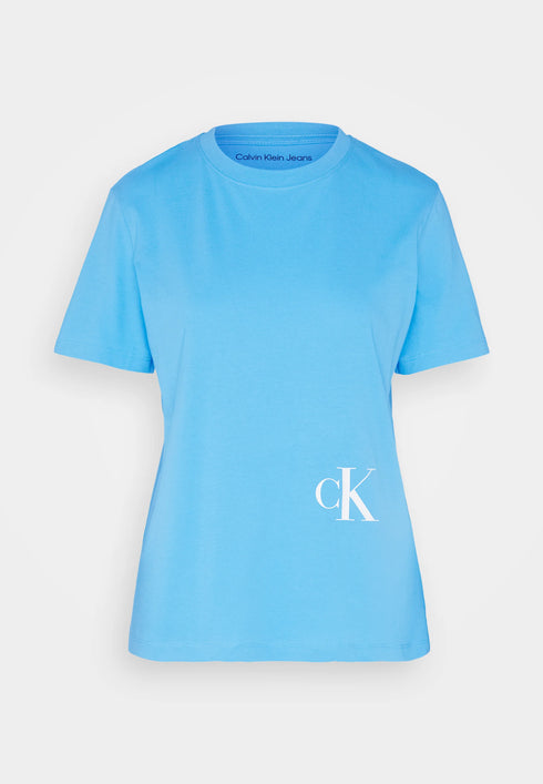 CALVIN KLEIN JEANS-COLOR OFF PLACED MONOGRAM TEE-SHIRT | BLUE CRUSH
