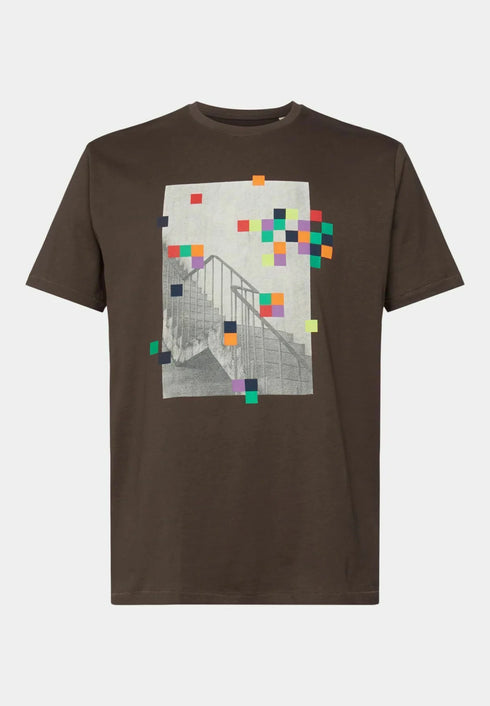 ESPRIT MEN T-SHIRT FRONT PRINT | BROWN