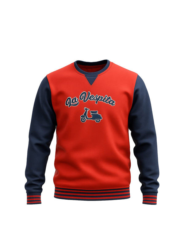 LA VESPITA EMBROIDERED SWEATSHIRT-RED & NAVY