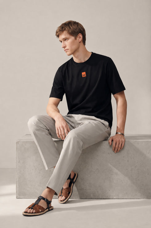 HERMES PARIS T-SHIRT LUXURY MERCERIZED COTTON | BLACK