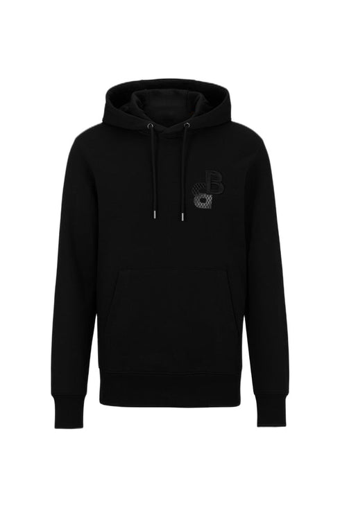 BURBERRY COTTON TERRY HOODIE PRINTED & EMBROIDERED MONOGRAM | BLACK
