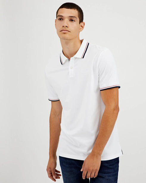 Ben Sherman Supima white polo shirt with a classic design.