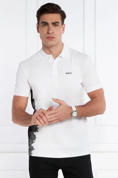 HUGO BOSS REGULAR-FIT SHORT SLEEVE COTTON PIQUE POLO SHIRT | WHITE