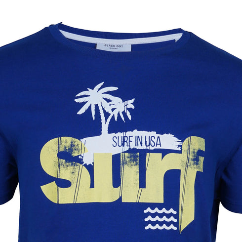 Blue Black Dot Milano Address T-Shirt, stylish and comfortable for men.