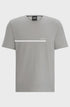 HUGO BOSS COTTON JERSEY REGULAR-FIT T-SHIRT WITH STRIPES AND LOGO | LIGHT GREY