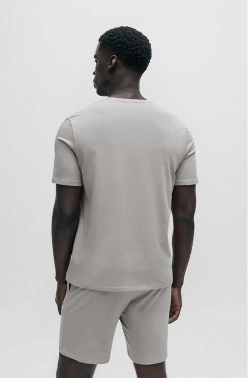 HUGO BOSS COTTON JERSEY REGULAR-FIT T-SHIRT WITH STRIPES AND LOGO | LIGHT GREY