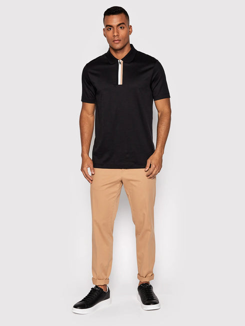 HUGO BOSS MERCERISED-COTTON POLO SHIRT | BLACK
