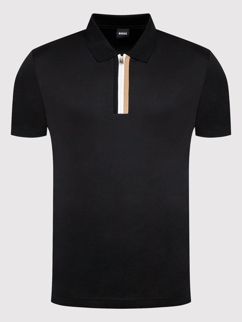 HUGO BOSS MERCERISED-COTTON POLO SHIRT | BLACK