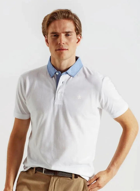 CELIO Men's Premium Polo Shirt - White, classic men's polo shirt