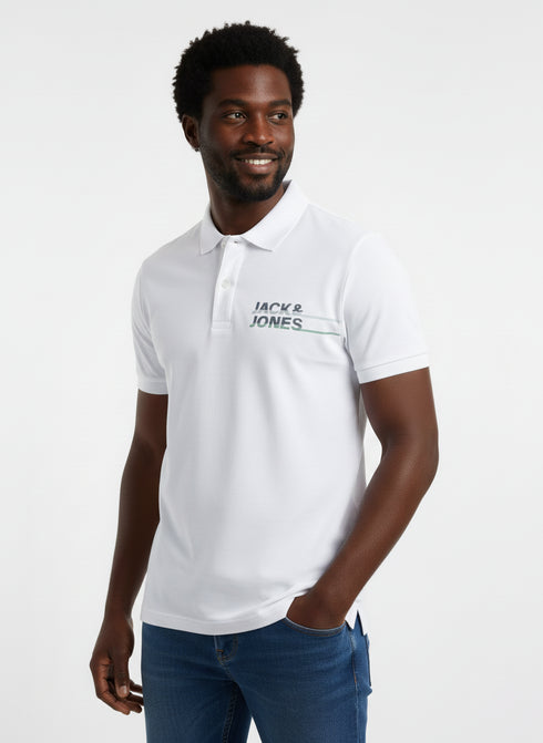 JACK & JONES MEN’S CLASSIC WHITE PREMIUM POLO