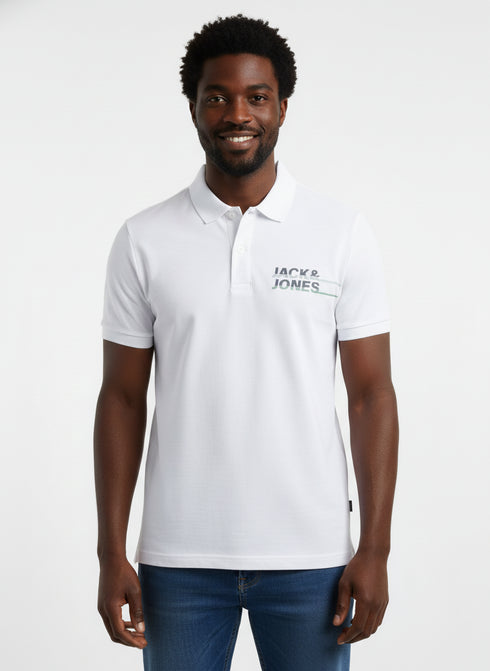 JACK & JONES MEN’S CLASSIC WHITE PREMIUM POLO