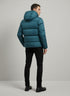 PRADA LUXURY PUFFER JACKET WITH PREMIUM LEATHER DETAILING | VERDE PETROLIO